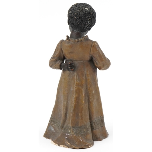 1251 - Victorian Austrian terracotta Blackamoor child impressed Wein, 26cm high