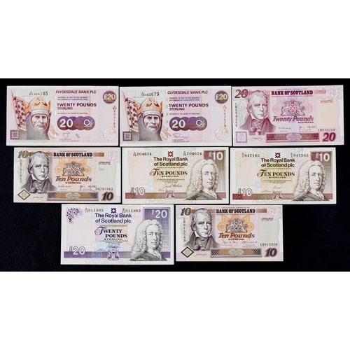 2457 - Bank of Scotland and Clydesdale Bank twenty pound notes and ten pound notes, predominantly 1990s, on... 