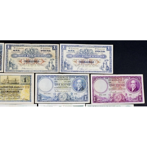 2456 - Vintage Scottish one pound note and five pound notes from 1931-1940s and later