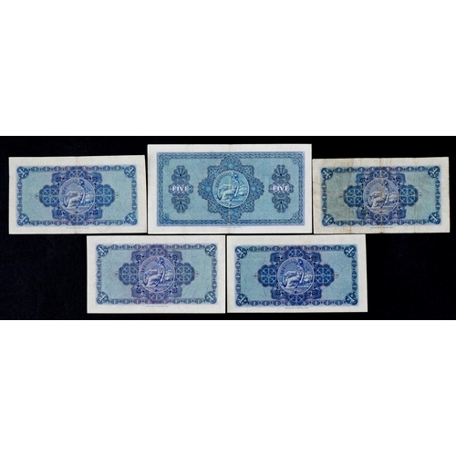 2452 - Five British Linen Bank banknotes comprising one five pounds and four one pounds, dating from 1939-1... 