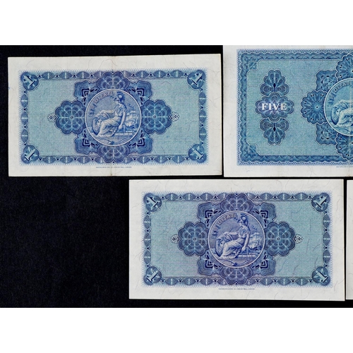 2452 - Five British Linen Bank banknotes comprising one five pounds and four one pounds, dating from 1939-1... 