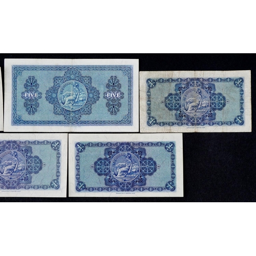 2452 - Five British Linen Bank banknotes comprising one five pounds and four one pounds, dating from 1939-1... 