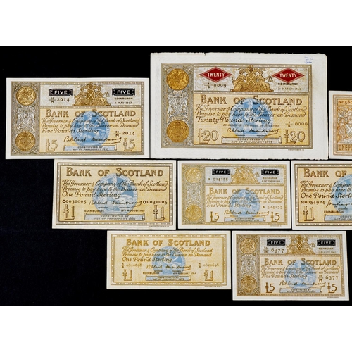 2454 - Vintage Bank of Scotland banknotes, predominantly from 1950s and early 1960s, including twenty pound... 