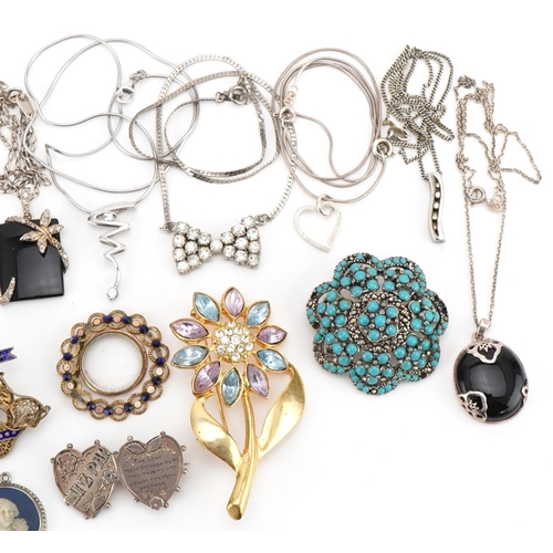 3533 - Vintage and later jewellery, some silver, including a Victorian Mizpah brooch, enamelled Maltese shi... 