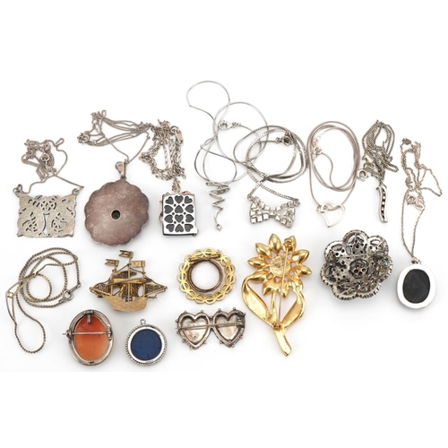 3533 - Vintage and later jewellery, some silver, including a Victorian Mizpah brooch, enamelled Maltese shi... 