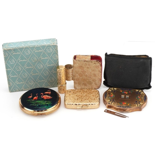 2280 - Two vintage Stratton compacts and one other including one with changeable initials to the lid