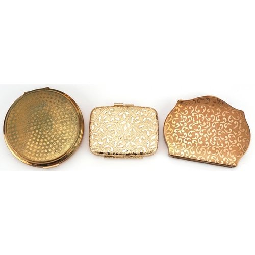 2280 - Two vintage Stratton compacts and one other including one with changeable initials to the lid