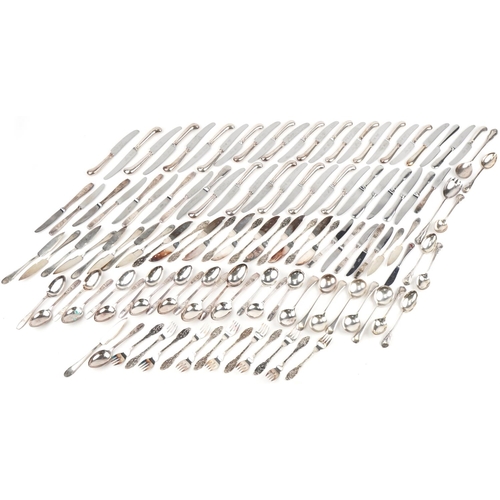 2282 - Large collection of silver plated cutlery including rifle handle knives, tablespoons and butter kniv... 