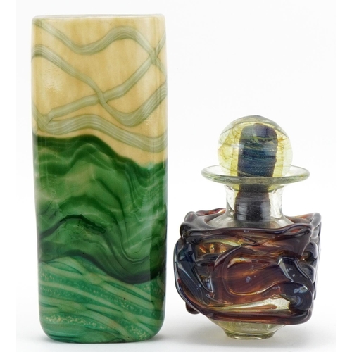 522 - Mdina glass scent bottle with stopper and Gozo glass vase, the largest 17.5cm high