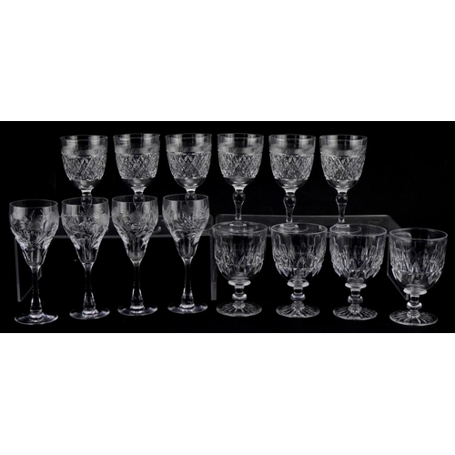 2132 - Tudor crystal glasses comprising a set of six and two sets of four, the largest 17cm high