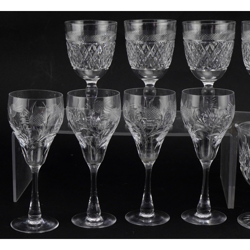 2132 - Tudor crystal glasses comprising a set of six and two sets of four, the largest 17cm high