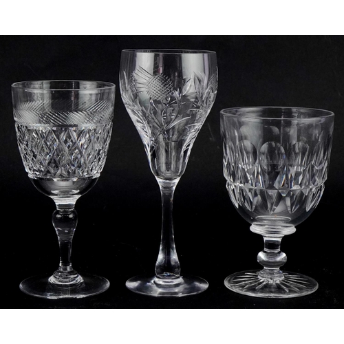 2132 - Tudor crystal glasses comprising a set of six and two sets of four, the largest 17cm high