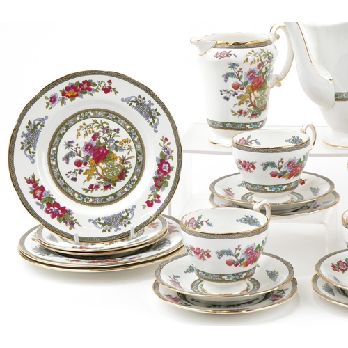 2136 - Paragon Tree of Kashmir tea and coffee ware including teapot, coffee pot, milk jugs and trios, the t... 