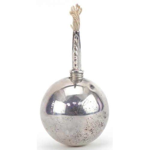 1022 - Wang Hing, military interest Chinese export silver grenade table lighter, 9cm high, 133.8g