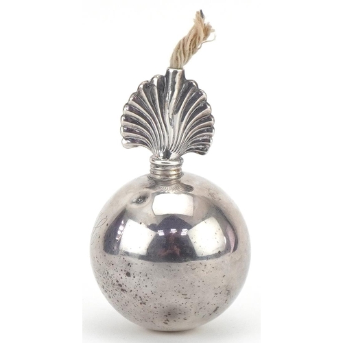 1022 - Wang Hing, military interest Chinese export silver grenade table lighter, 9cm high, 133.8g