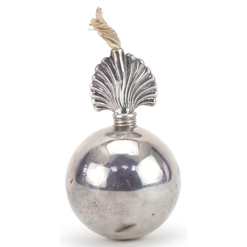 1022 - Wang Hing, military interest Chinese export silver grenade table lighter, 9cm high, 133.8g