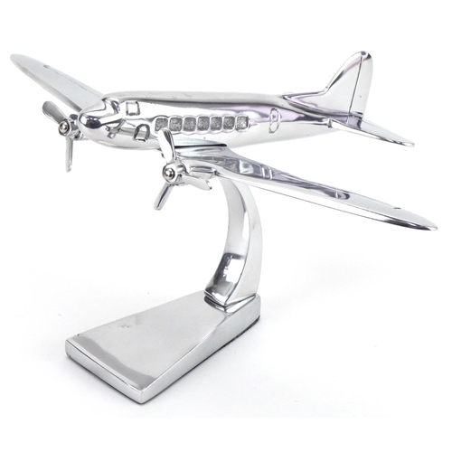 2183 - Chromed model of a military aeroplane, 30cm wide