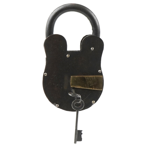 2281 - Novelty oversized cast metal padlock with keys, 28cm high