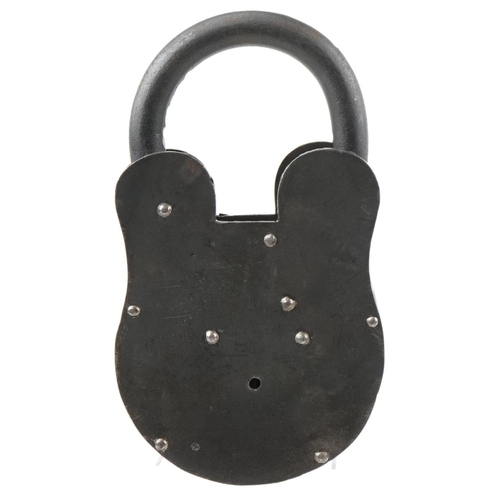 2281 - Novelty oversized cast metal padlock with keys, 28cm high