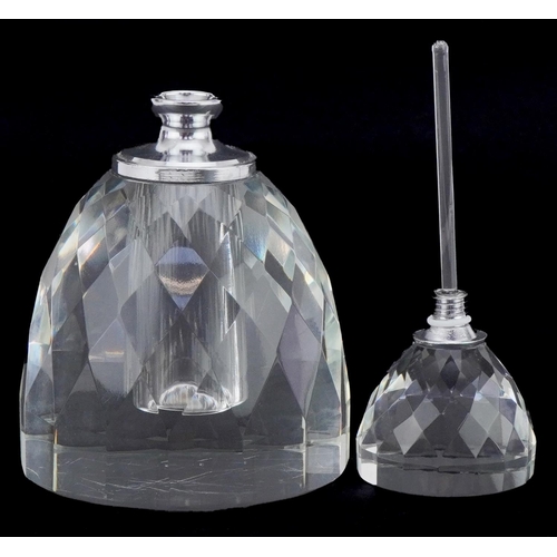 2175 - Art Deco style glass scent bottle with stopper, 14.5cm high