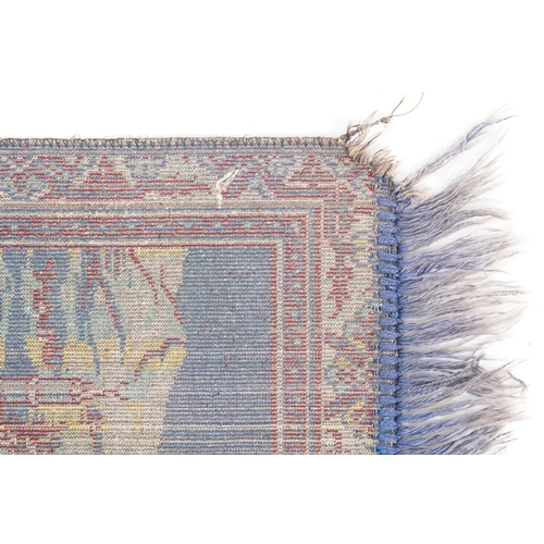 745 - Rectangular Middle Eastern silk prayer mat having a view of Mecca, 100cm x 53cm