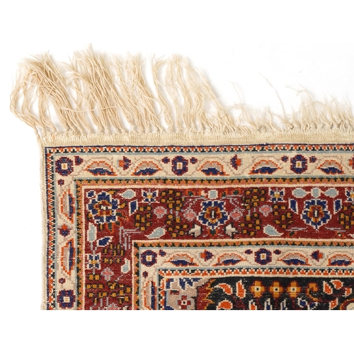 749 - Rectangular Middle Eastern part silk rug having an allover floral design onto a predominantly cream ... 