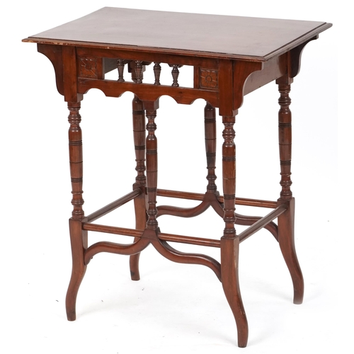 629 - Late Victorian Aesthetic Movement walnut rectangular side table, 69cm H x 61cm W x 40cm D