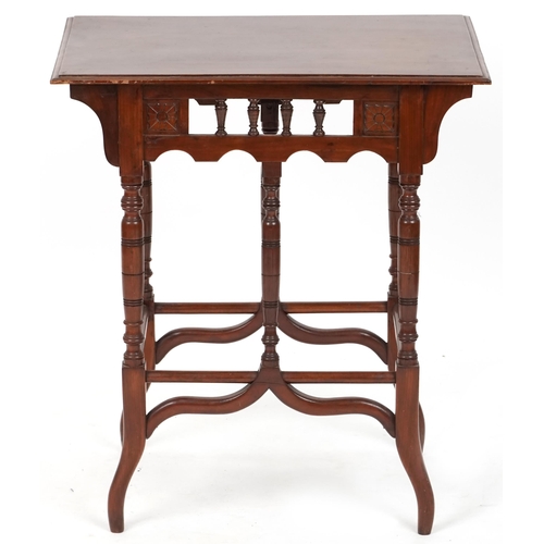 629 - Late Victorian Aesthetic Movement walnut rectangular side table, 69cm H x 61cm W x 40cm D