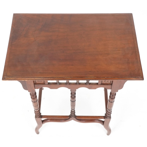 629 - Late Victorian Aesthetic Movement walnut rectangular side table, 69cm H x 61cm W x 40cm D