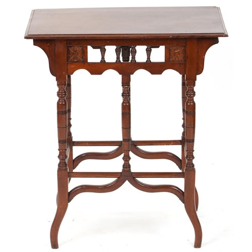 629 - Late Victorian Aesthetic Movement walnut rectangular side table, 69cm H x 61cm W x 40cm D