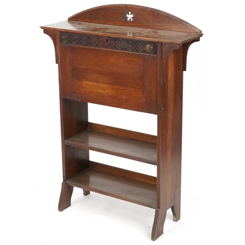 604 - Early 20th century Arts & Crafts oak ladies writing bureau, 115cm H x 84cm W x 24cm D