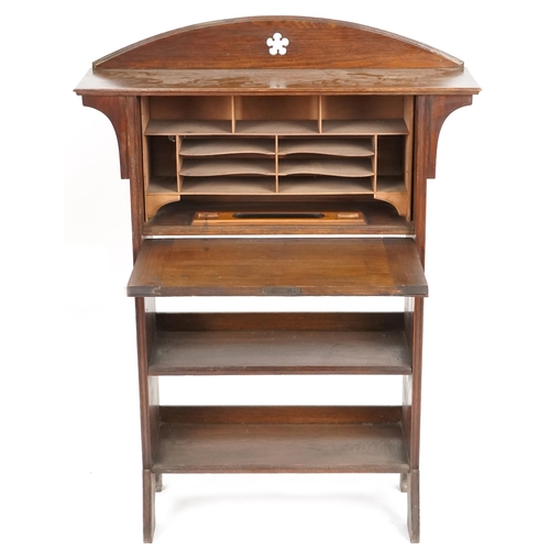 604 - Early 20th century Arts & Crafts oak ladies writing bureau, 115cm H x 84cm W x 24cm D