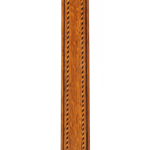 620 - Edwardian oak jardinière stand with chequer stringing, 126cm H x 28cm W x 28cm D