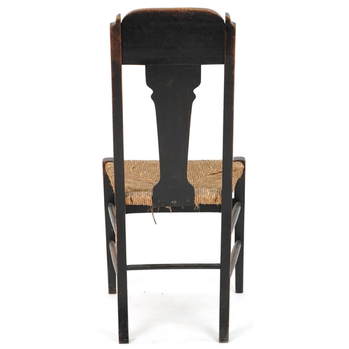 602 - Early 20th century Secessionist style oak side chair with carved back rail, 102cm H x 45cm W x 43cm ... 