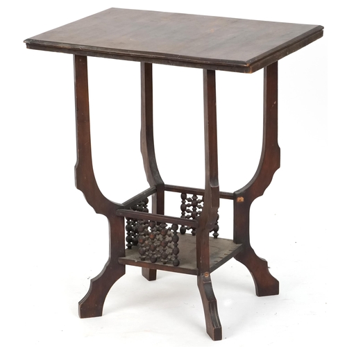 607 - Early 20th century Moorish style mahogany occasional table, 70cm H x 60cm W x 43cm D