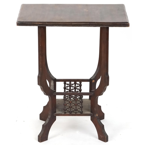 607 - Early 20th century Moorish style mahogany occasional table, 70cm H x 60cm W x 43cm D