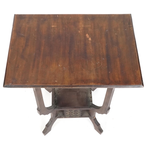 607 - Early 20th century Moorish style mahogany occasional table, 70cm H x 60cm W x 43cm D