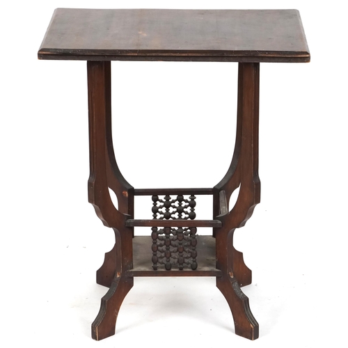 607 - Early 20th century Moorish style mahogany occasional table, 70cm H x 60cm W x 43cm D