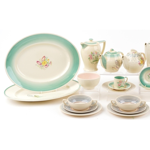 2144 - Large quantity of Susie Cooper floral dinner and teaware including teapots, coffee pot and large din... 