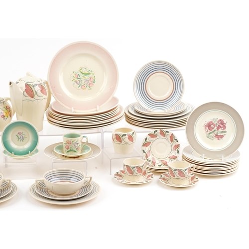 2144 - Large quantity of Susie Cooper floral dinner and teaware including teapots, coffee pot and large din... 