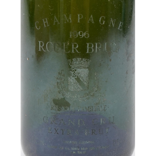 2004 - Bottle of 1996 Roger Brun Grand Cru Extra Brut Champagne with crate