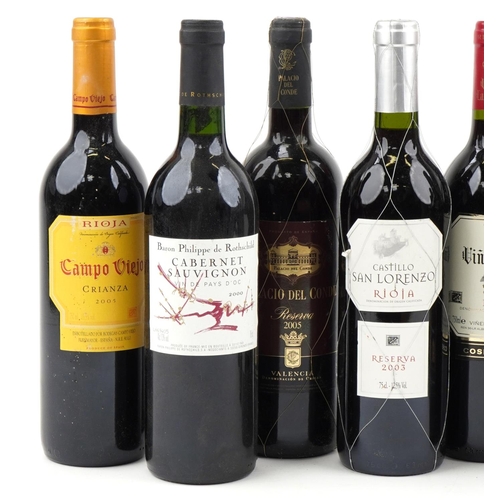 2057 - Ten bottles of wine including 2005 Castello Montedoro Antica Vigna, 2003 Castillo San Lorenzo Rioja ... 