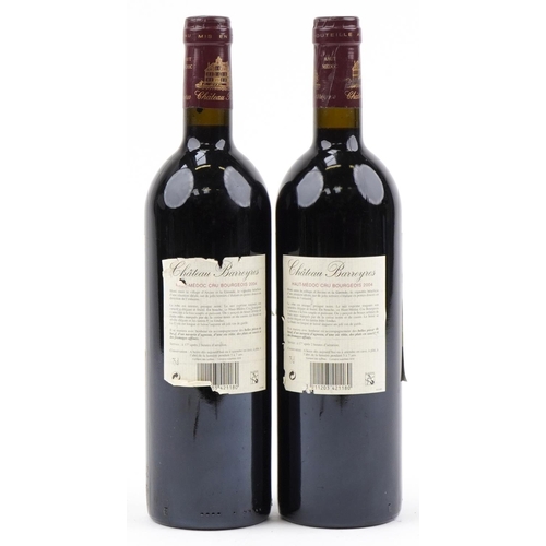 2026 - Two bottles of 2004 Château Barreyres Haut-Médoc