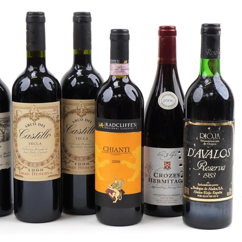 2079 - Ten bottles of wine including 2013 South African Malbec, 1998 Arco Del Castillo YECLA and 2006 Croze... 