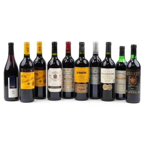 2078 - Ten bottles of wine including 2006 Denominacion de Origen Rioja, 1993 Rivarey Rioja and 1998 Castill... 