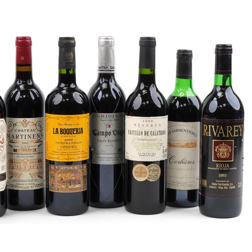 2078 - Ten bottles of wine including 2006 Denominacion de Origen Rioja, 1993 Rivarey Rioja and 1998 Castill... 