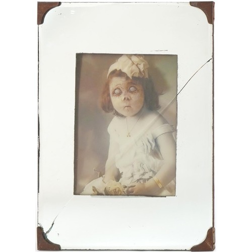 1565 - Young girl holographic zombie art mirror, 36cm x 25cm