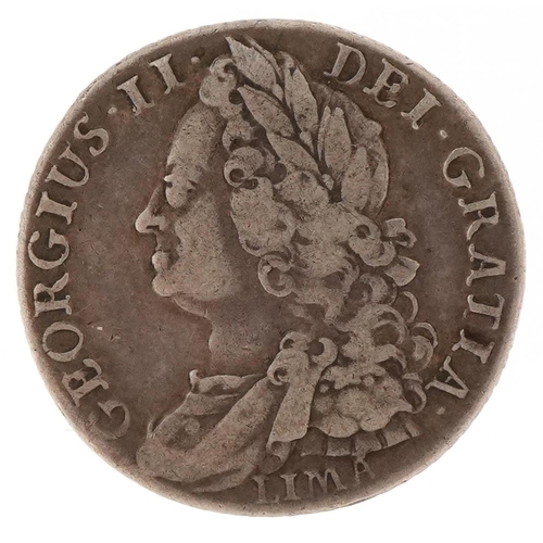 2412 - George II 1745 shilling LIMA below bust