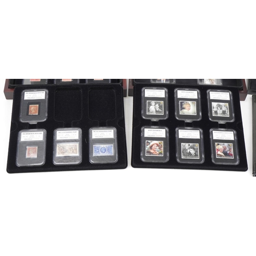 2490 - 19th century and later British stamps sealed in plastic cases including Penny Reds and stamps of Bri... 