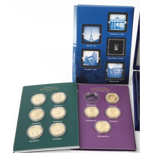 2440 - Commemorative coins and medallions including a New York Statue of Liberty fine silver ingot, proof q... 